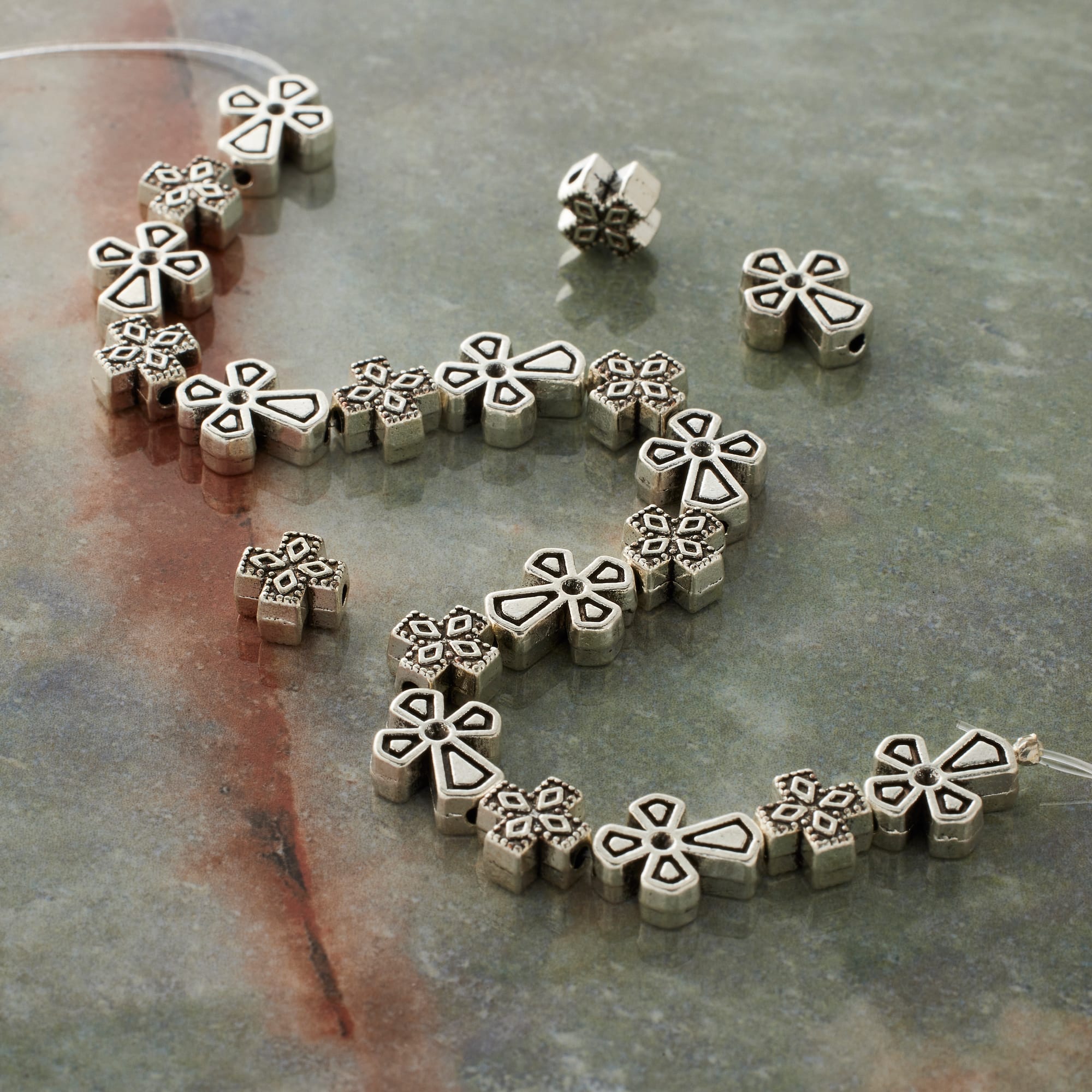 Antique Silver Metal Cross Mix Beads by Bead Landing™